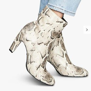 Reiss Sophia  Snakeskin Print Leather Zip Block Heel Ankle Boots sz 6 NWOT